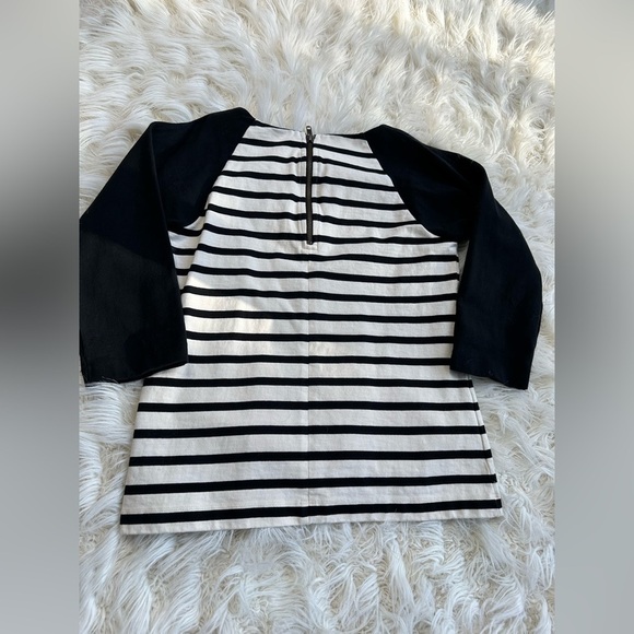 Jcrew three-quarter sleeve cream/beige and black top size small - Picture 5 of 8